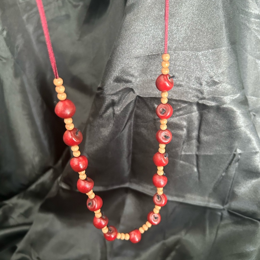 Vintage wooden apple necklace